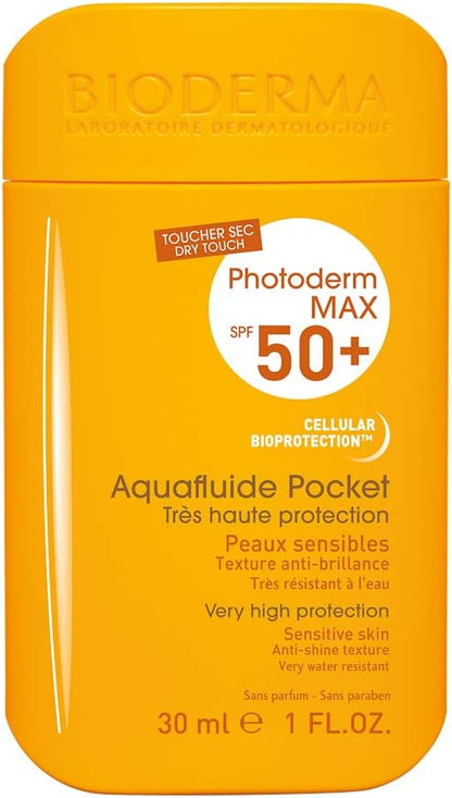 Bioderma Photoderm MAX Aquafluide SPF 50+ Dry Touch Mat Finish Travel Pocket Sunscreen, 30ml