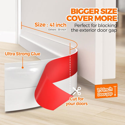 Door Draft Stopper,2 Pack Under Door Draft Blocker, Door Sweep Weather Stripping for Doors, 39" Length, White