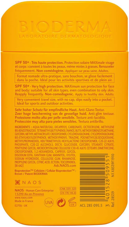 Bioderma Photoderm MAX Aquafluide SPF 50+ Dry Touch Mat Finish Travel Pocket Sunscreen, 30ml
