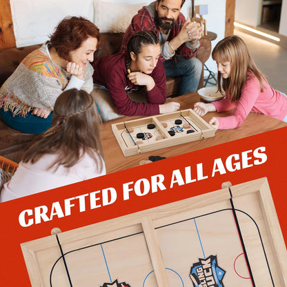 Sling Puck Game,Foosball Winner Board Game, Wooden Hockey Table Game, Fast Paced Slingshot Game Board