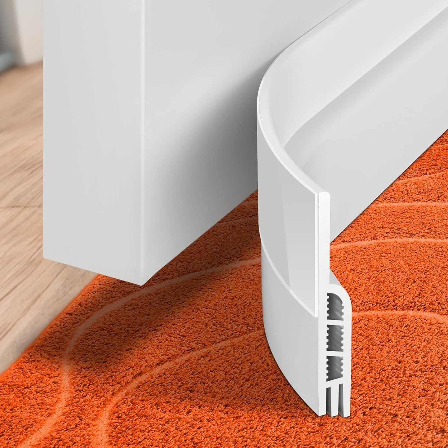 Door Draft Stopper,2 Pack Under Door Draft Blocker, Door Sweep Weather Stripping for Doors, 39" Length, White