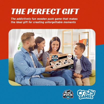 Sling Puck Game,Foosball Winner Board Game, Wooden Hockey Table Game, Fast Paced Slingshot Game Board