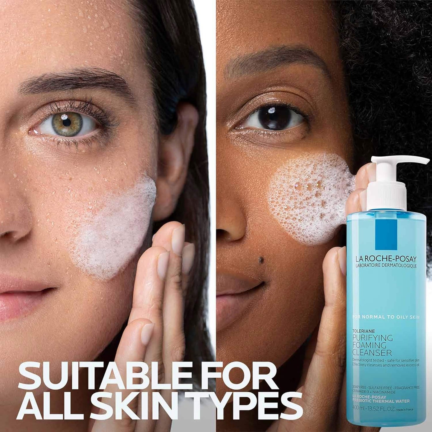 La Roche-Posay Toleriane Purifying Foaming Facial Cleanser, Niacinamide + Ceramides + Prebiotic Thermal Water, Oil Free Face Wash For Oily Skin, Pore Cleanser Safe For Sensitive Skin, Soap Free