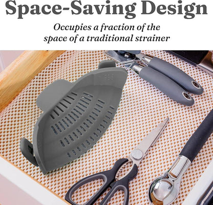 Strainer, Clip on Strainer, for Pots Pan Pasta Strainer, Silicone Food Strainer Hands Free Pan Strainer